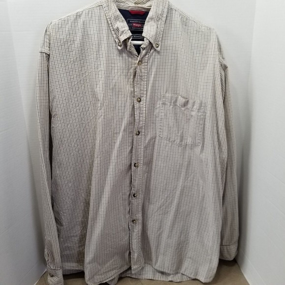 Wrangler Men's Beige Plaid Button Up Shirt Size XL Long Sleeve Cool River Cotton - Picture 11 of 11